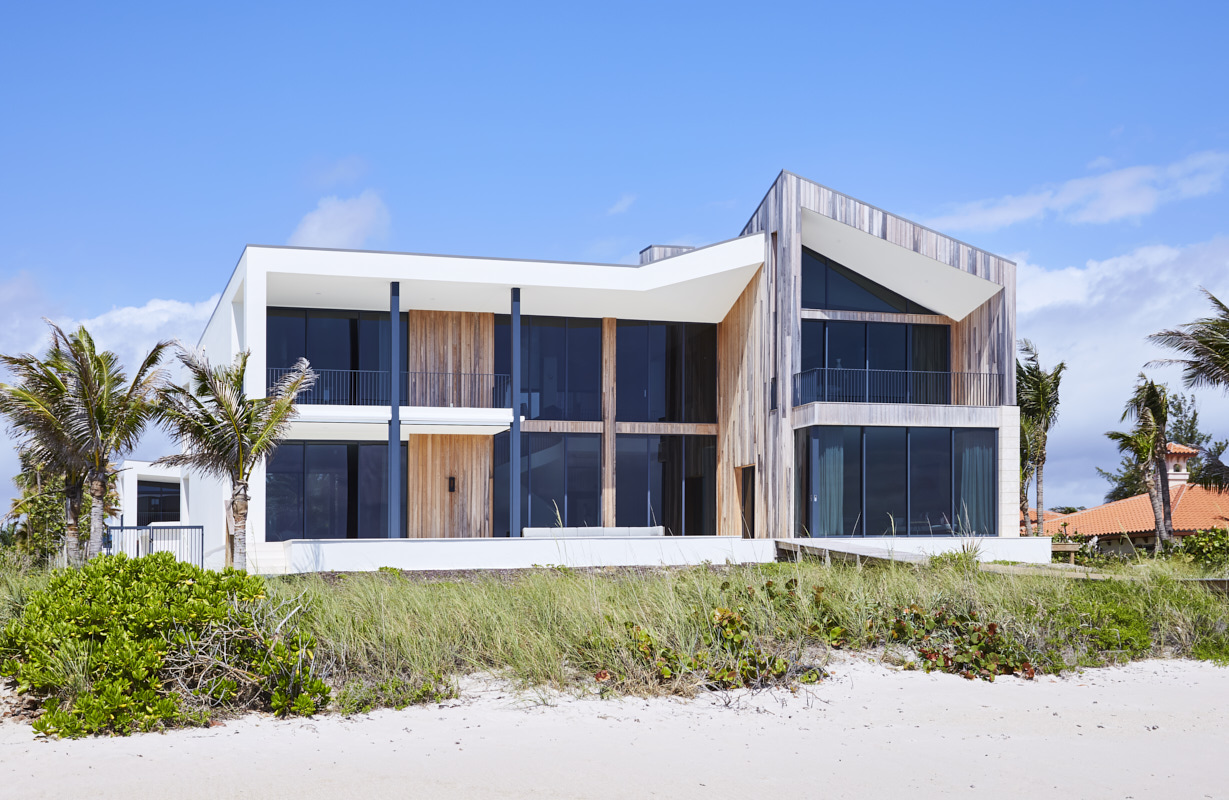Architectural Photography, Vero Beach, Florida. Modern Oceanfront Home by Aric Attas Photographer. View From Beach Facing West.